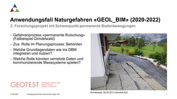 Exposé sur le cas d'application dangers naturels du projet GEOL_BIM à l'occasion de la Swissbau 2022
