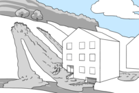 Un glissement de terrain (également un glissement de terrain spontané ou une coulée de boue) frappe un bâtiment