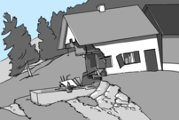 La maison est située dans une zone de mouvements de terrain irréguliers, provoquant l'effondrement de certaines parties du bâtiment.