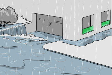 Des vitres protègent les ouvertures trop basses contre l'inondation