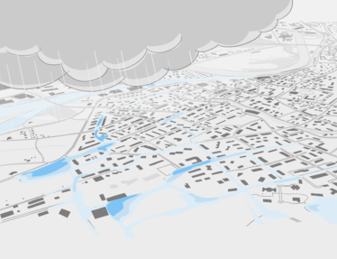 Image de fond : voies de ruissellement superposées sur une carte dans le contexte urbain