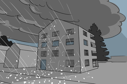 Situation lors d'une tempête de grêle soudaine