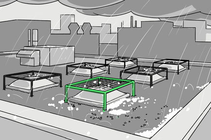 Des grilles de protection protègent les lucarnes en plastique contre la grêle